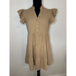 Salty Lemon Tiered Peasant Dress Gauze S Flowy Prairie Ruffle Cottagecore #1198